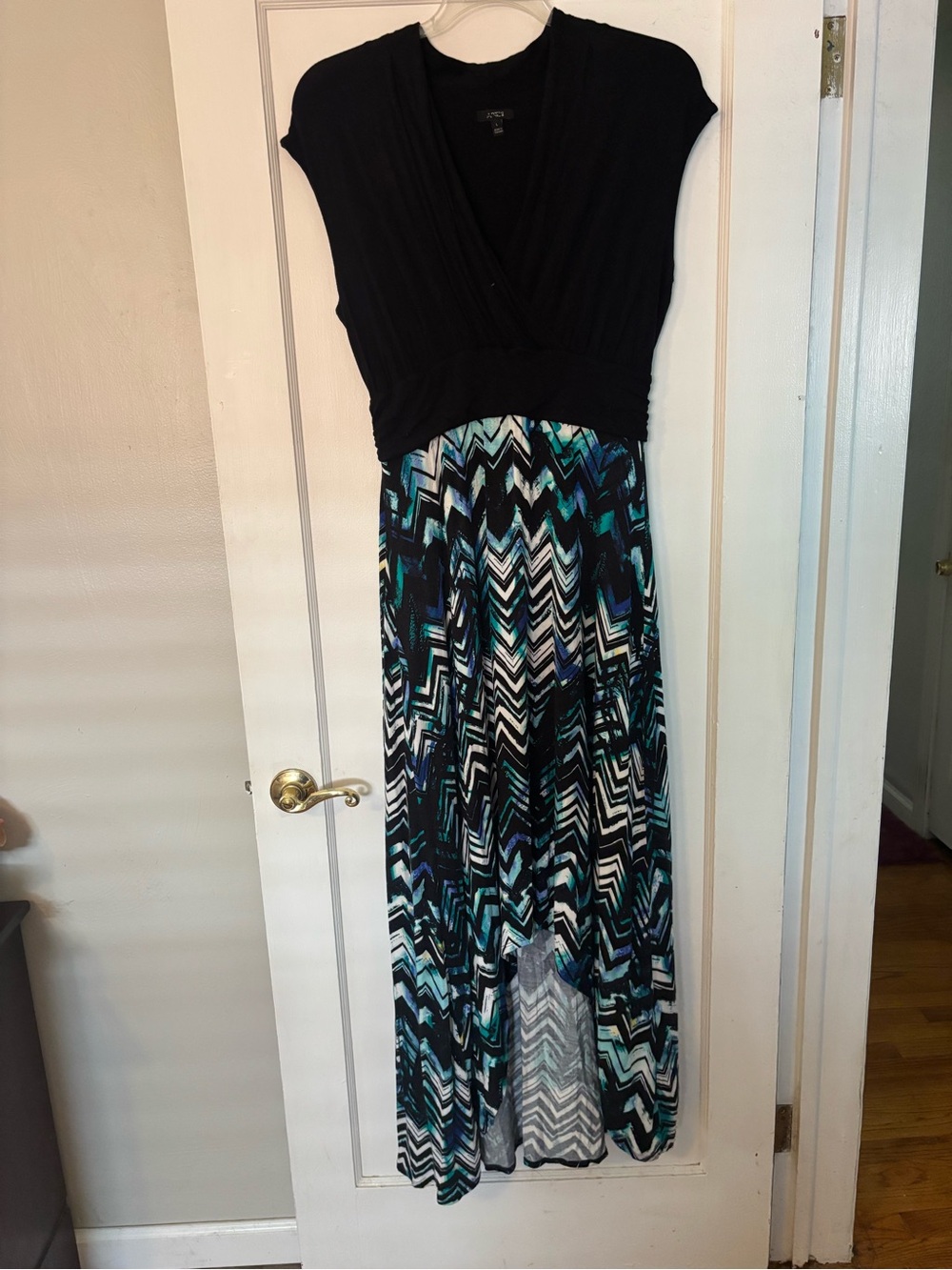Black & Teal Chevron Maxi Dress